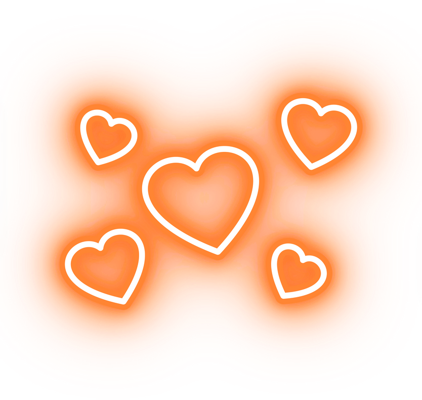 Neon orange hearts icon